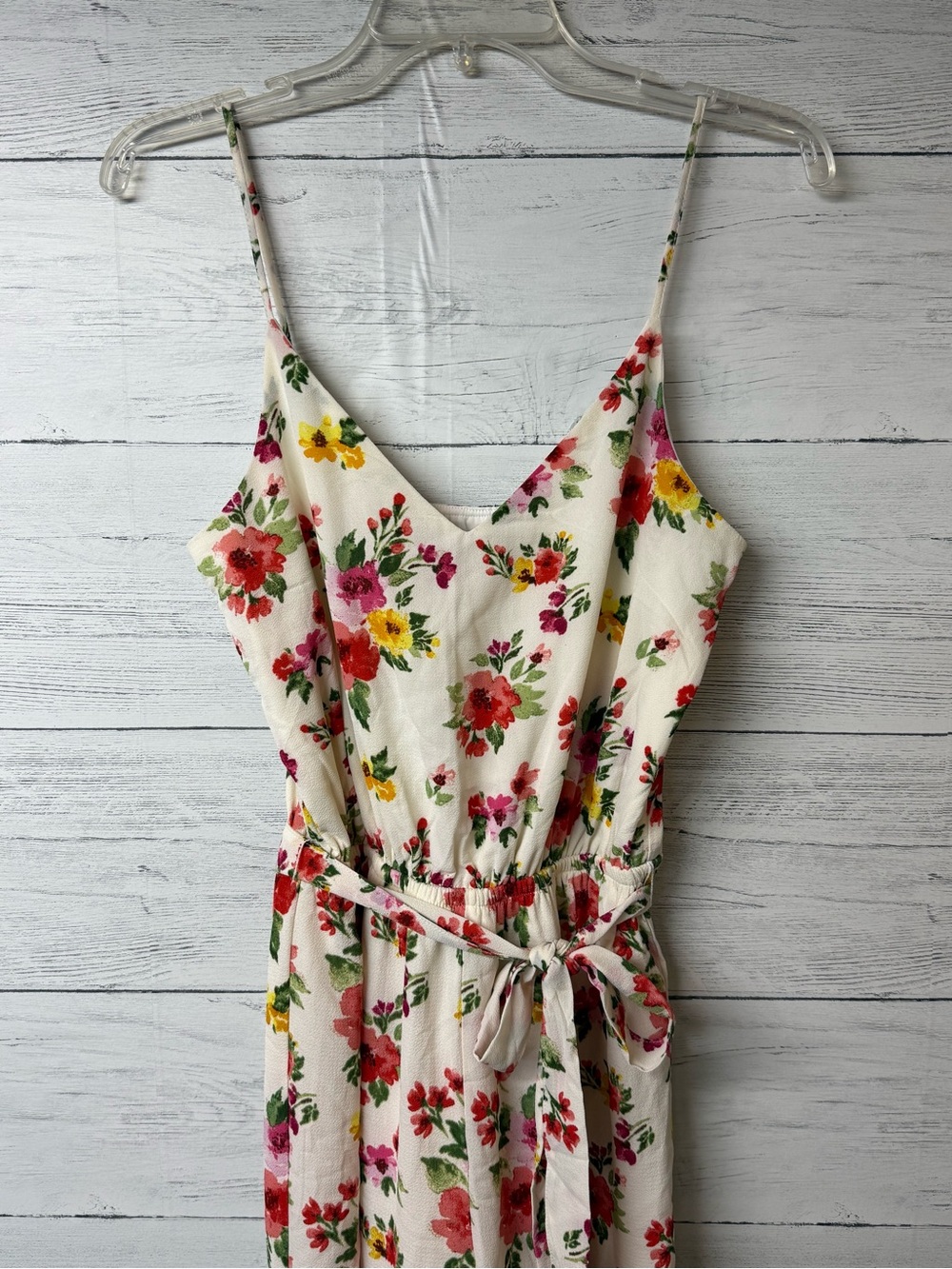 White Floral Wide-Leg Jumpsuit by One Clothing Los Angeles - Picture 3 of 10